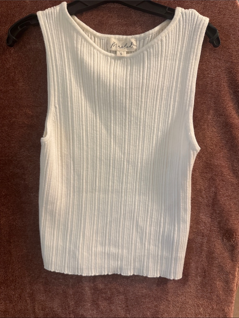 White Ribbed Sleeveless Tank Top